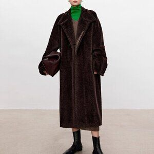 CHICJOC Vintage-Style Multi-Wear Collar Long Coat size 36